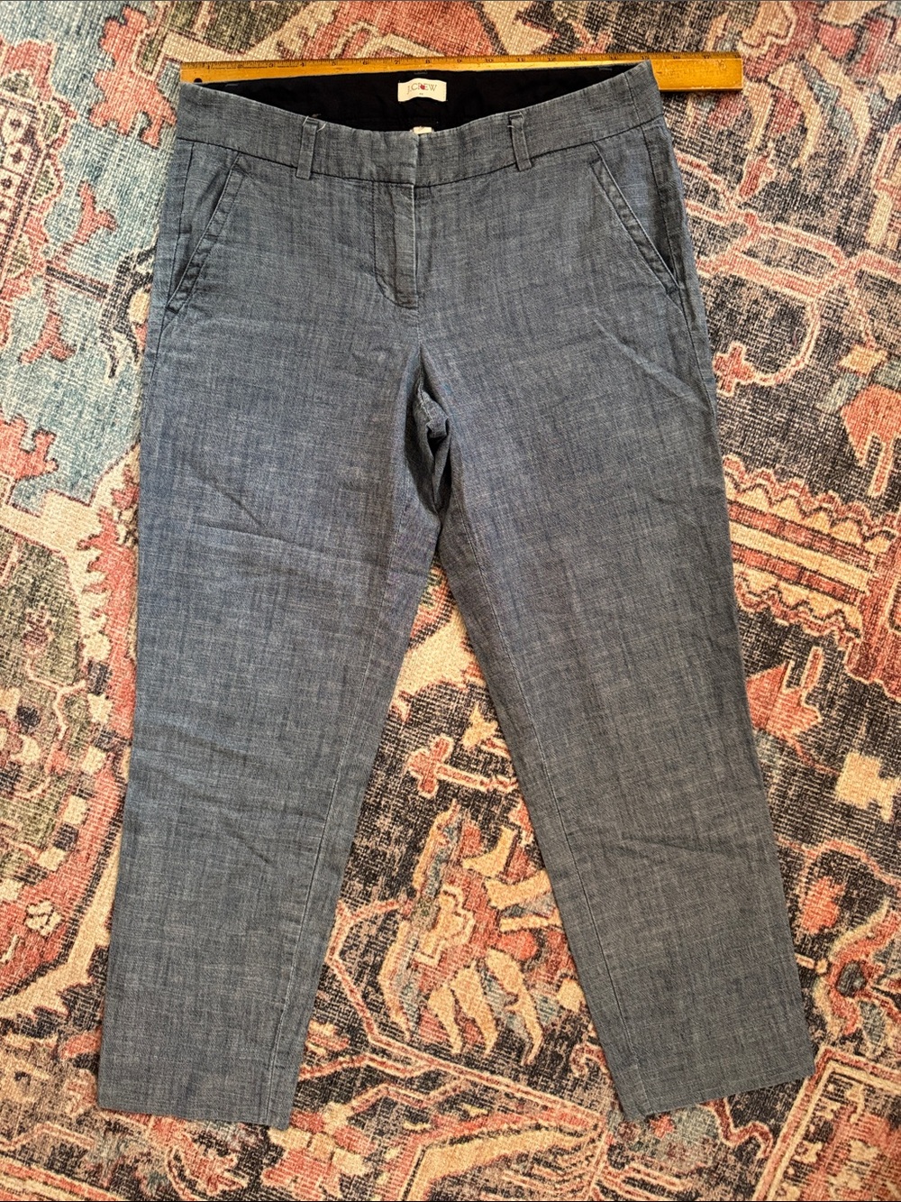 J Crew cotton blue chambray pants W2